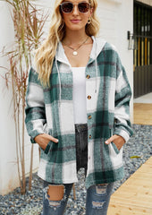 Plaid Button Up Hooded Shirt