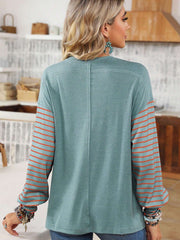 Color Block Stripe Long Sleeve T-shirt