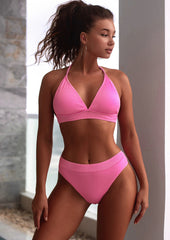 Halter Tied Bright Color Bikini Sets