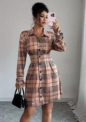 Plaid Slim Fit Button Up Shirt Dress