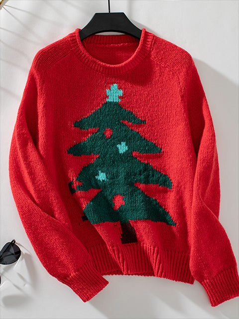 Jacquard Christmas Tree Knitted Sweater