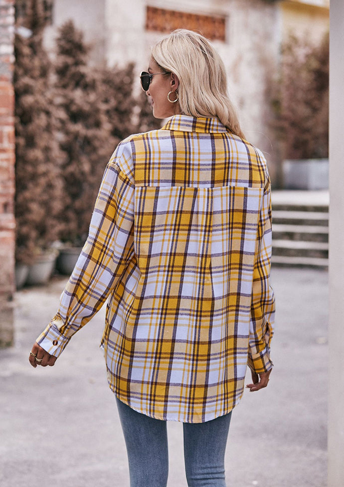 Button Up Pocket Detail Retro Plaid Shirt
