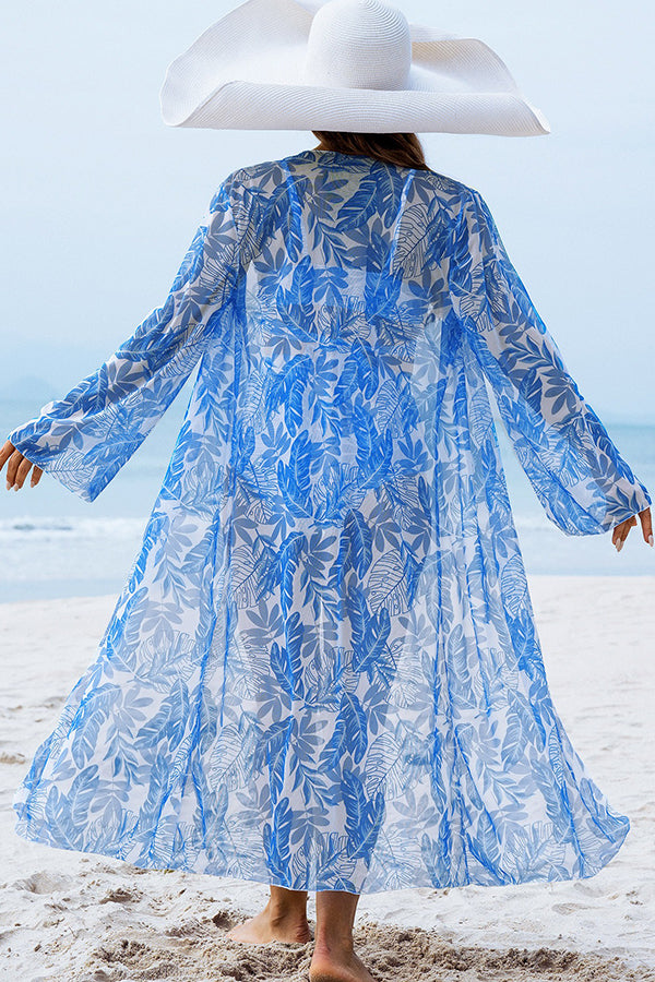 Leaf Print Bikini & Cover-Up 3-Piece Set - Swimwear from Cindelily