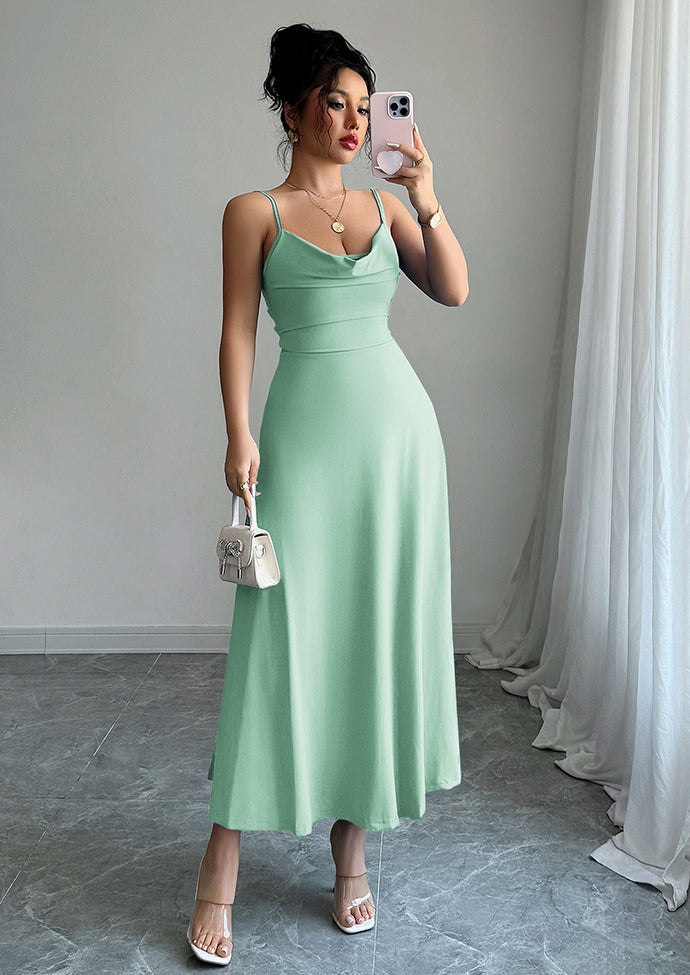Cowl Neck Fit & Flare Maxi Dress