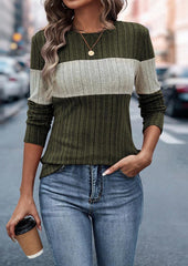 Color Block Textured Long Sleeve T-shirt