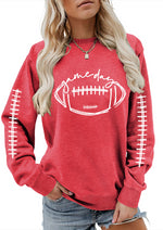 Game Day Football Print Crew Neck Sweatshirt