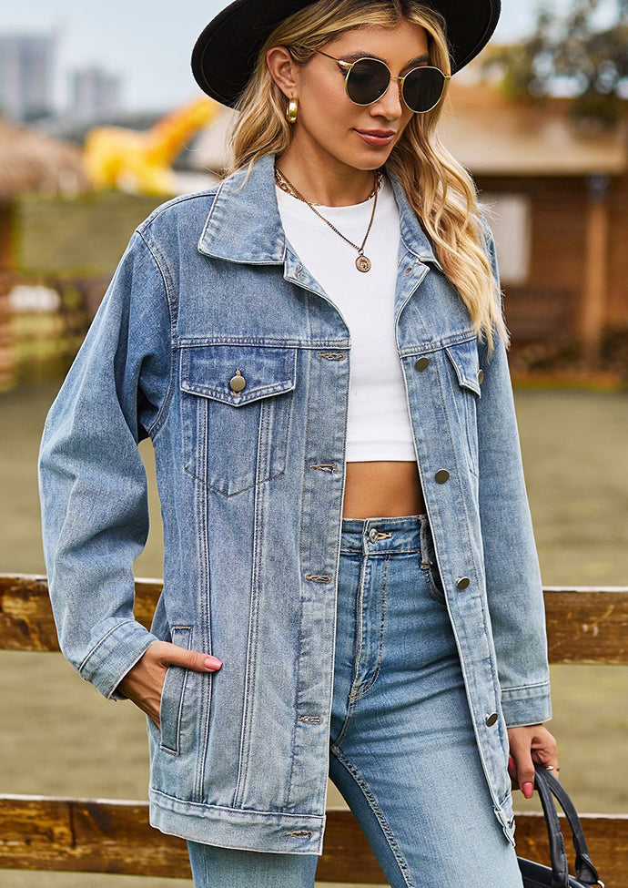 Vintage Classical Denim Jacket with Pockets