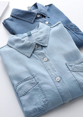 Retro Pocket Detail Button Up Denim Shirt