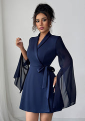 Split Long Sleeve Wrap Mini Dress