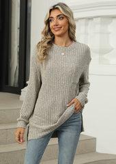 Side Split Pocket Detail Textured Casual Tunic