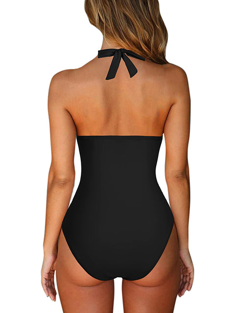 Halter V Neck Vintage One Pice Swimwear