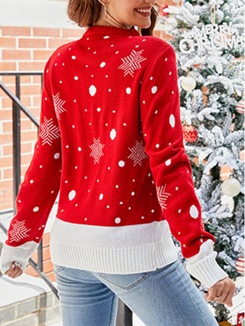 Christmas Reindeer Jacquard Crew Neck Sweater
