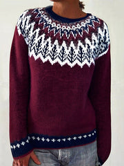 Retro Jacquard Crew Neck Sweater