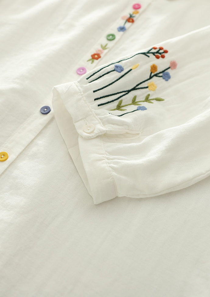 Colorful Button Detail Double Cotton Yarn Fabric Shirt
