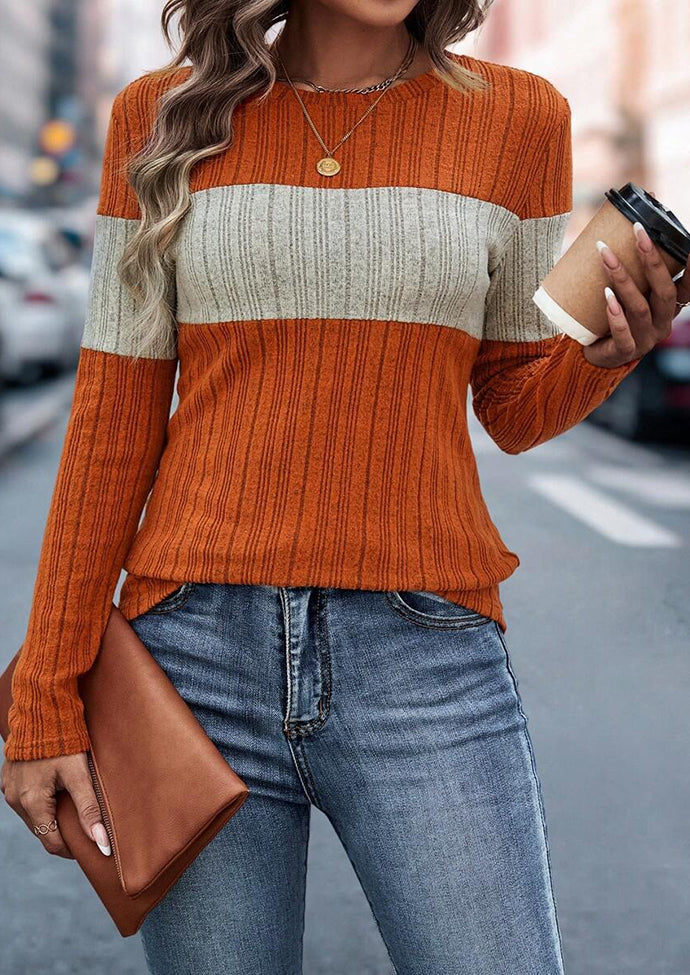 Color Block Textured Long Sleeve T-shirt