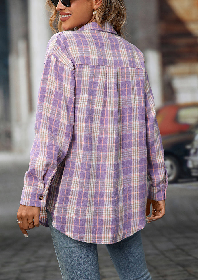 Retro Plaid Button Up Long Sleeve Casual Shirt