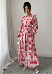 Floral Print Lace Up Maxi Dress