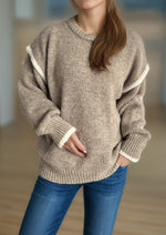 Crew Neck Patchwork Knitted Pullover