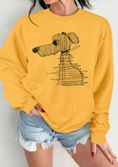 Puppy Graffiti Crew Neck Casual Sweatshirt