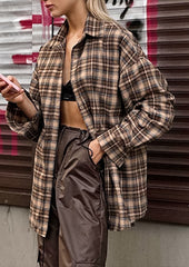 Retro Plaid Button Up Casual Shirt