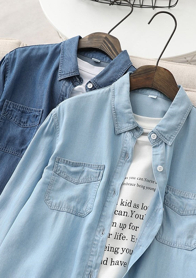 Retro Pocket Detail Button Up Denim Shirt