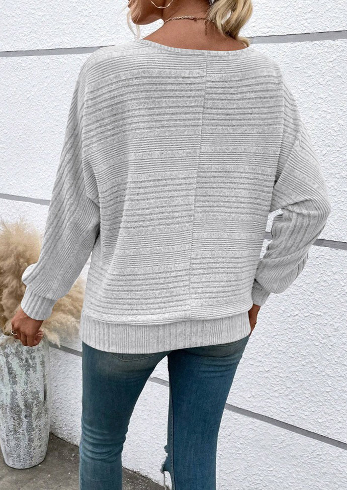Knitted Crew Neck Bat Sleeves Casual Top