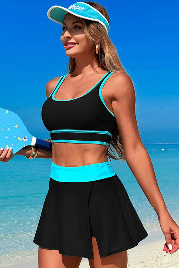 Quick-dry Racerback Top and Skort Bikini Set - Swimwear from Cindelily