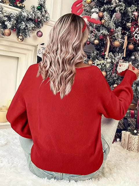Merry Jacquard Crew Neck Knitted Sweater