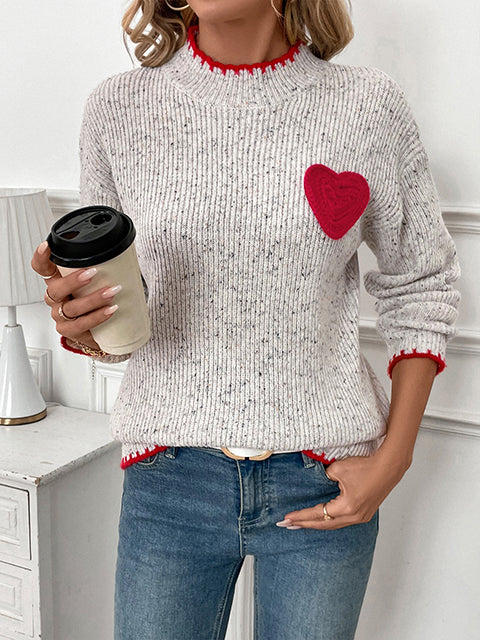 Valentine's Day Heart Pattern Turtleneck Sweater