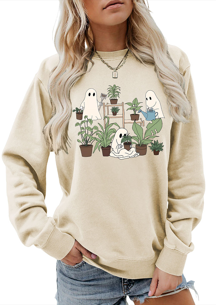 Spooky Print Crew Neck Graphic Sweatshirt