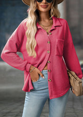 Waffle Button Up Pocket Detail Casual Shirt