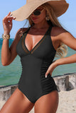 Mesh-Trimmed Plunging One-Piece Swimsuit - Swimwear from Cindelily