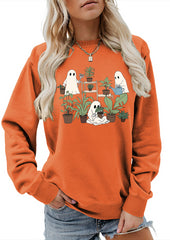 Spooky Print Crew Neck Graphic Sweatshirt