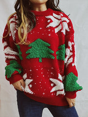 Jacquard Christmas Tree Crew Neck Sweater