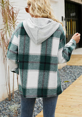 Plaid Button Up Hooded Shirt