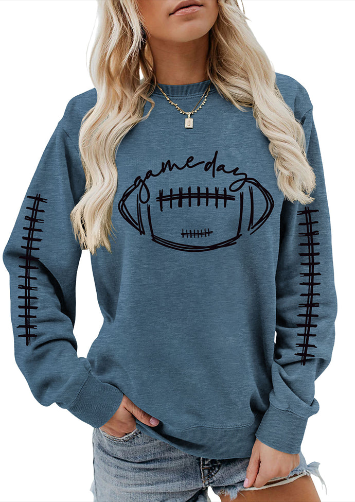 Game Day Football Print Crew Neck Sweatshirt