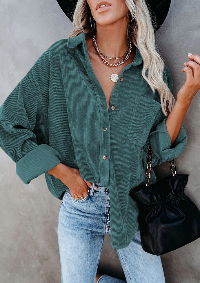 Corduroy Oversize Button Up Casual Shirt