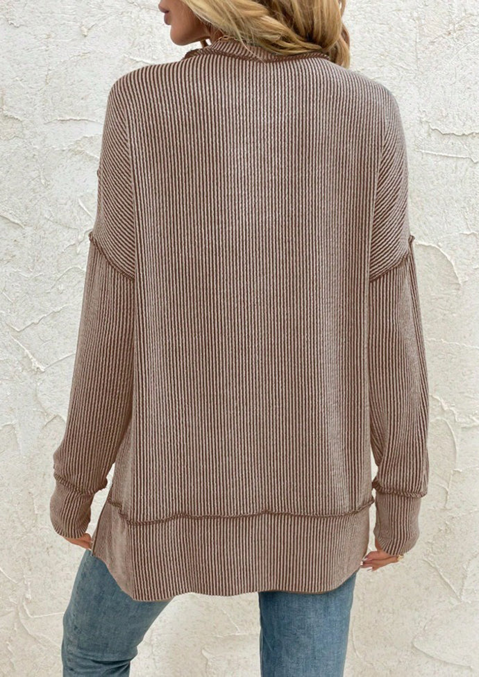 Stripe Side Split Long Sleeve Tunic