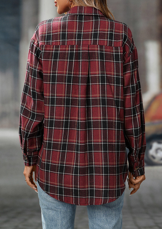 Retro Plaid Button Up Long Sleeve Casual Shirt