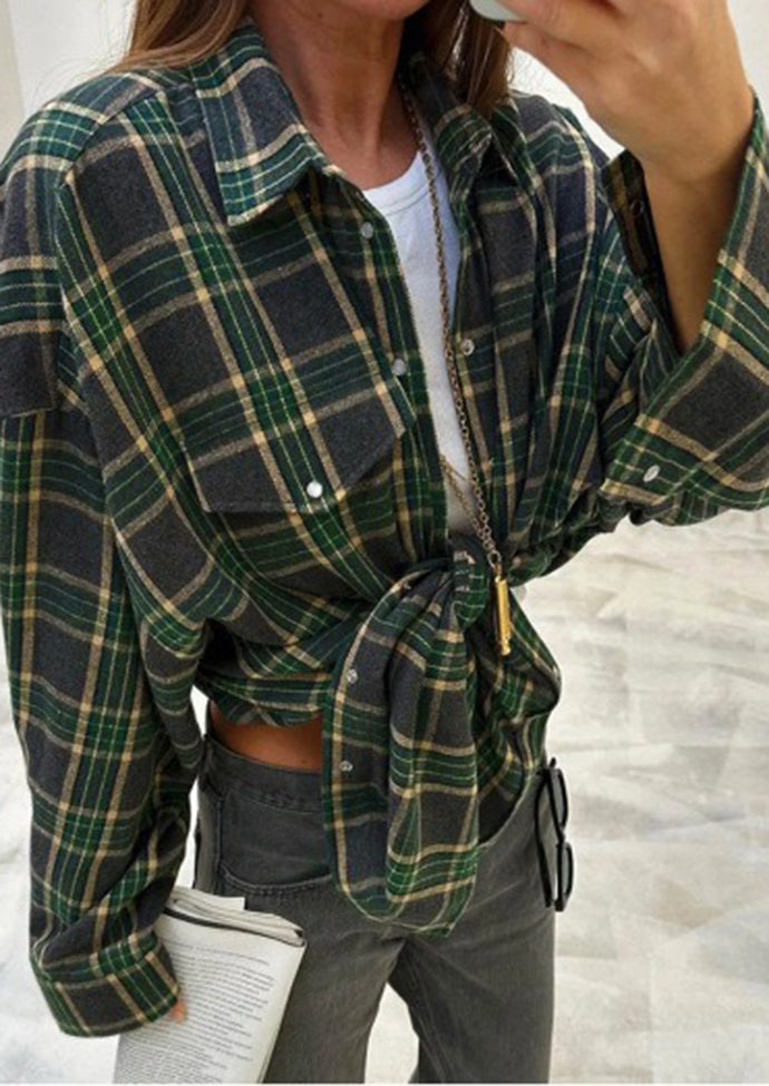 Retro Plaid Pocket Detail Button Up Shirt