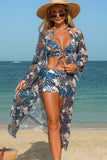 Geometric Print 3-Piece Swim Set Navy blue - Swimwear from Cindelily