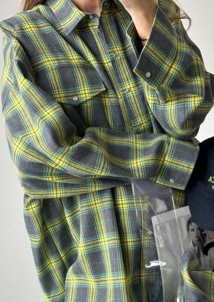 Retro Plaid Pocket Detail Button Up Shirt