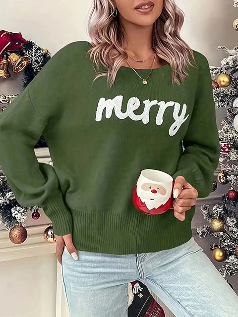 Merry Jacquard Crew Neck Knitted Sweater
