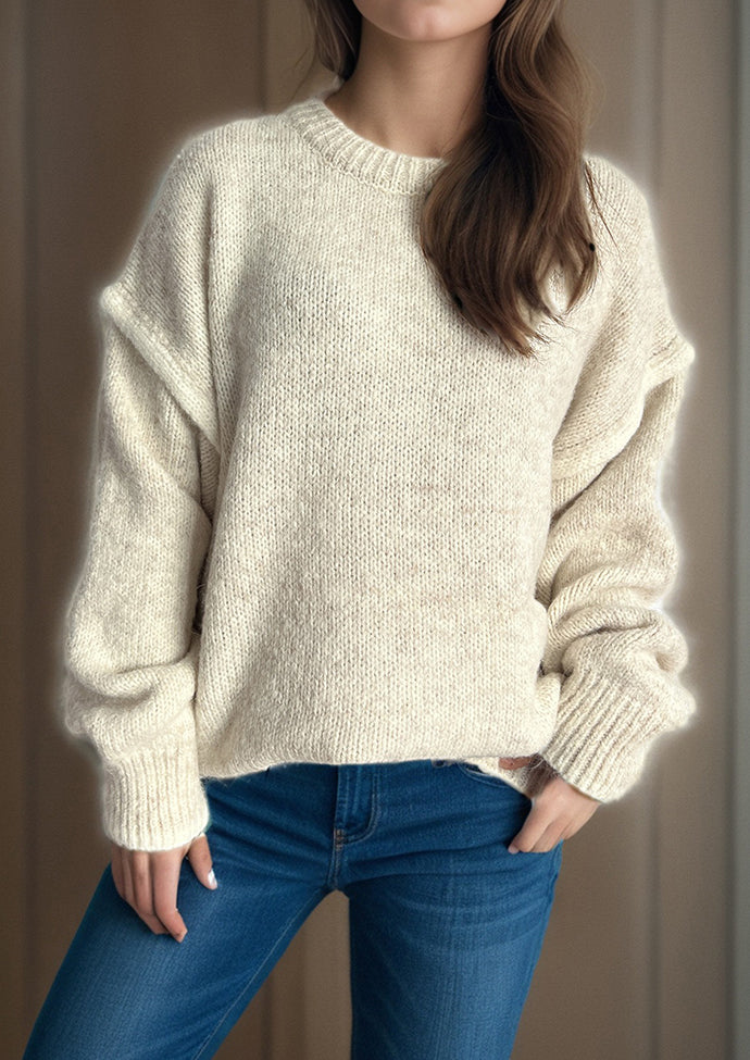 Crew Neck Patchwork Knitted Pullover