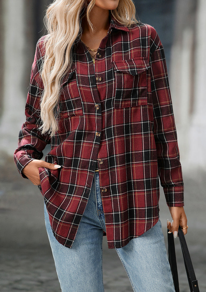 Retro Plaid Button Up Long Sleeve Casual Shirt