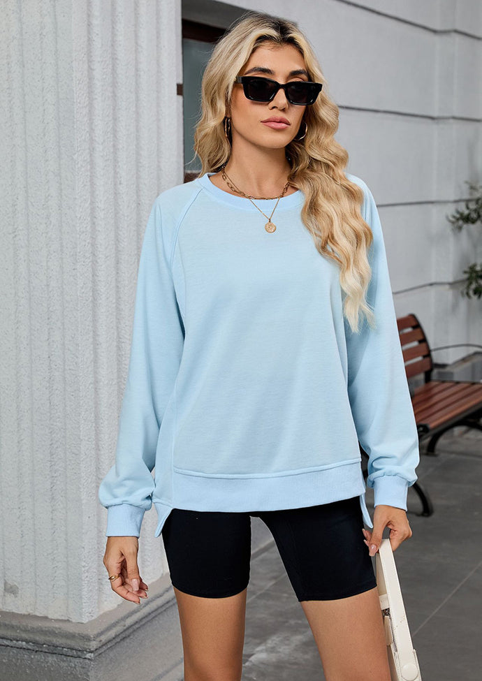 Ribbed Crew Neck Long Sleeve Oversize Sweatshirt