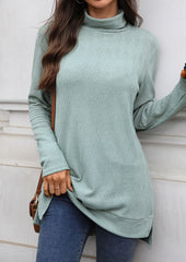 Turtleneck Textured Knitted Side Split Tunic