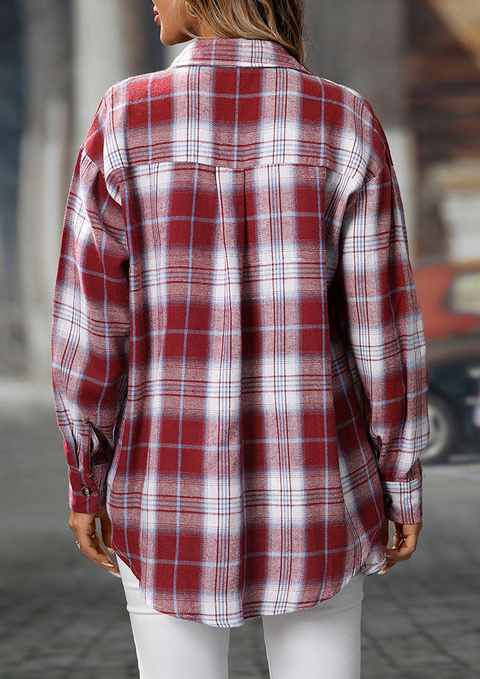 Retro Plaid Button Up Long Sleeve Casual Shirt