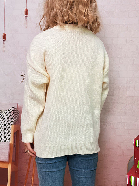 Christmas Tree Jacquard Crew Neck Sweater