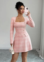 Plaid Button Detail Mini Dress